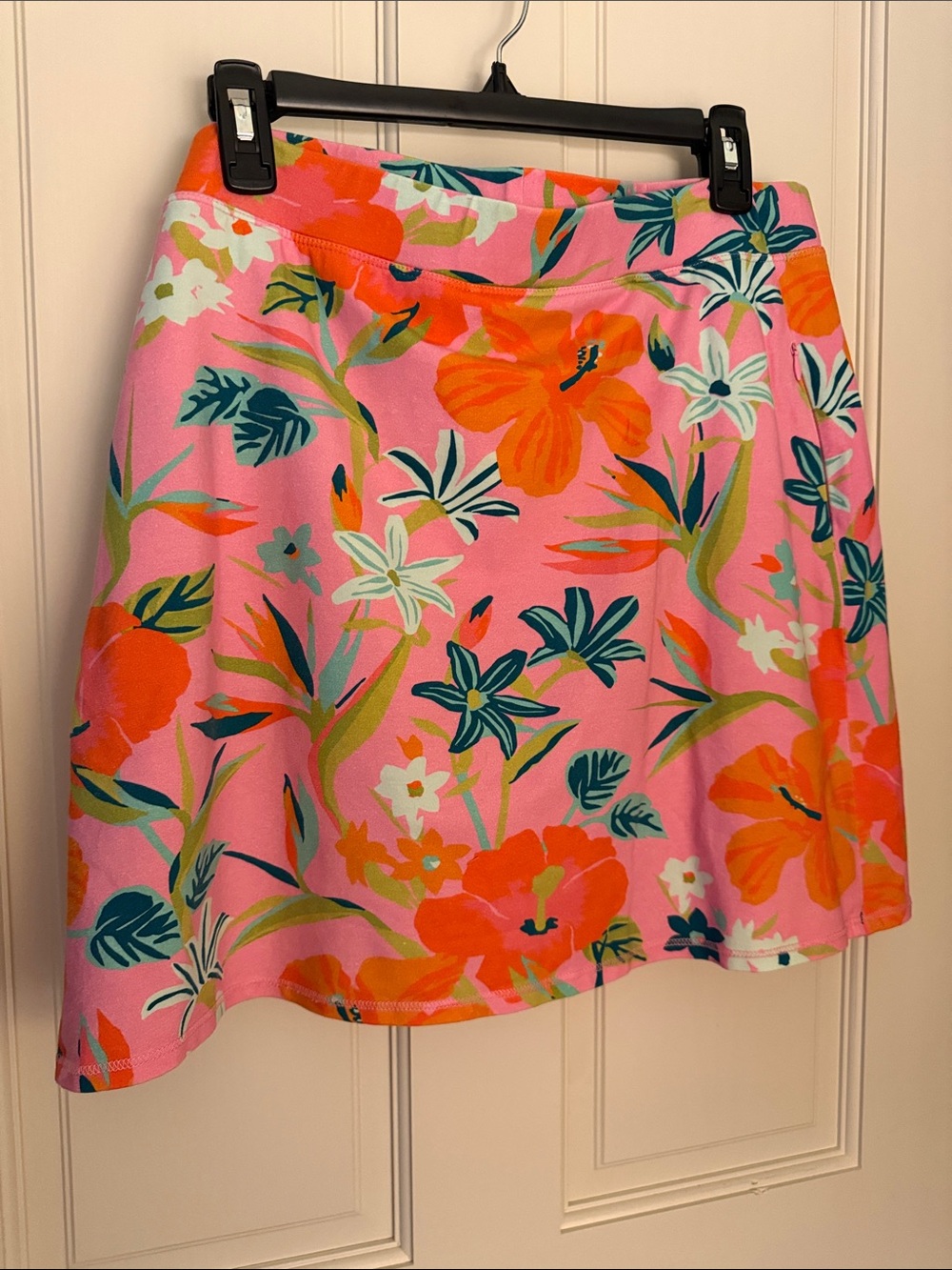 Floral Spartina skort in Pink with Orange & Teal Print